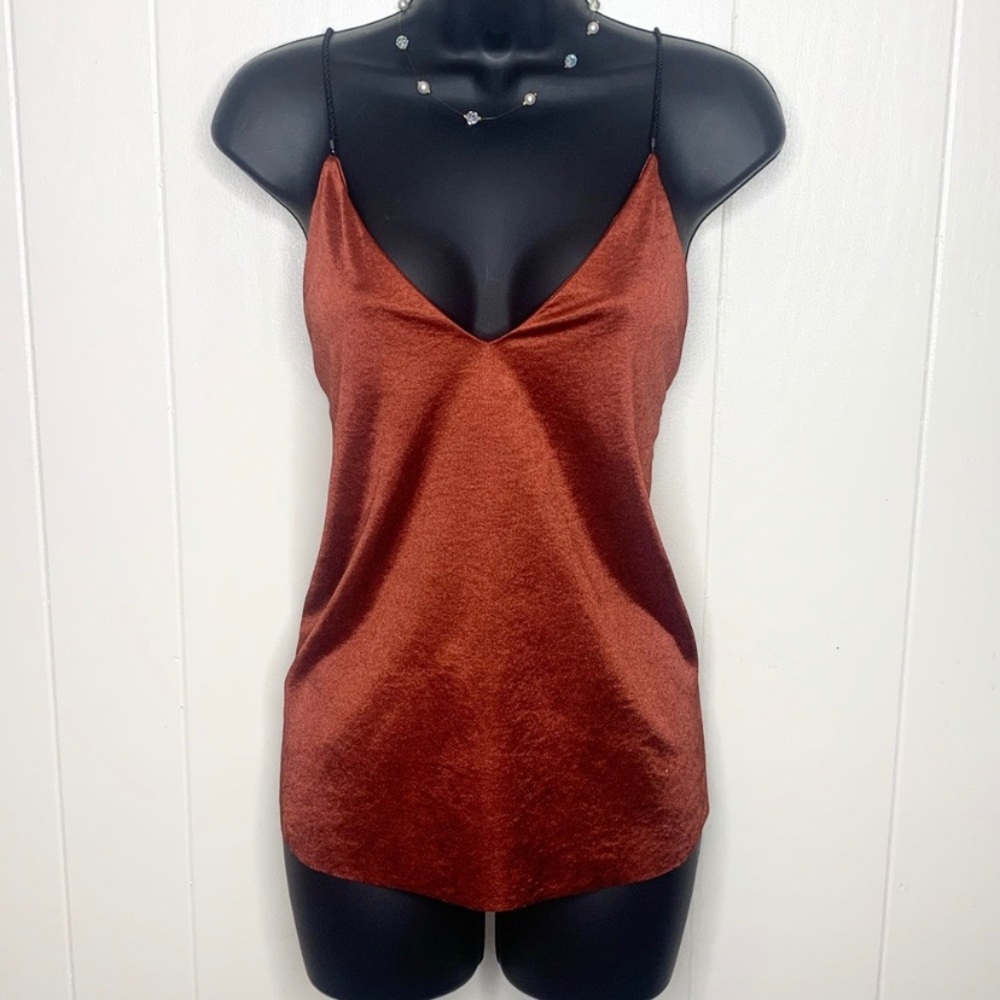 Women’s Zara Satin Rust Low Cut Strappy Tank